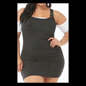 Plus Size Pinstriped Mini Dress